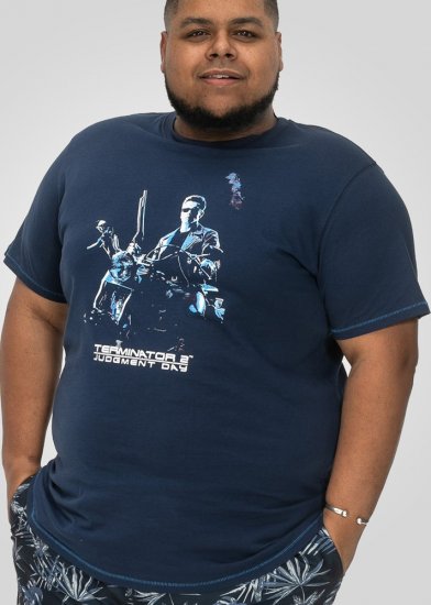 D555 Cameron Official Terminator Printed Crew Neck T-Shirt Dark Navy - Trička - Trička nadměrné velikosti - 2XL-14XL