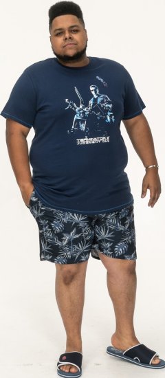 D555 Cameron Official Terminator Printed Crew Neck T-Shirt Dark Navy - Trička - Trička nadměrné velikosti - 2XL-14XL