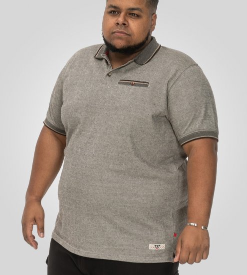 D555 Holyhead Texturované Polo Tričko s Náprsní Kapsou Šedá - Polokošile - Polokošile 2XL-8XL - Trička s límečkem 2XL-8XL