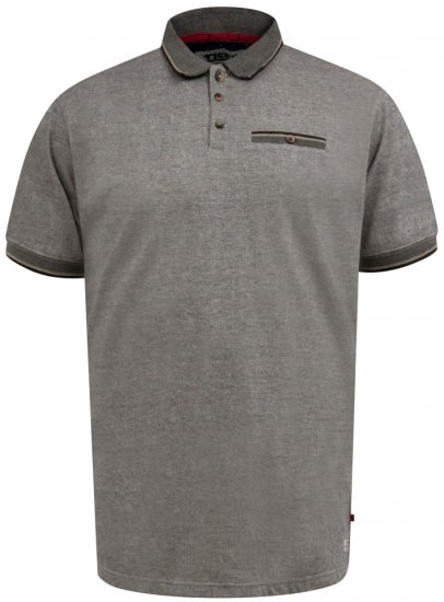 D555 Holyhead Texturované Polo Tričko s Náprsní Kapsou Šedá - Polokošile - Polokošile 2XL-8XL - Trička s límečkem 2XL-8XL
