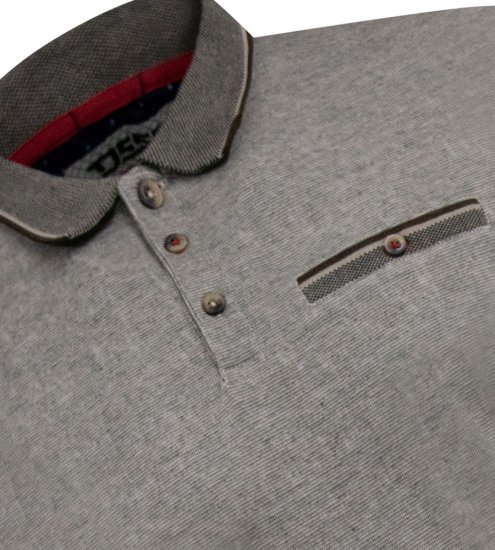 D555 Holyhead Texturované Polo Tričko s Náprsní Kapsou Šedá - Polokošile - Polokošile 2XL-8XL - Trička s límečkem 2XL-8XL