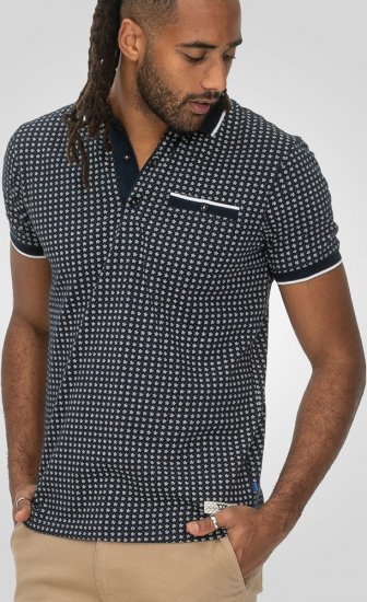 D555 Coventry AOP Polo Shirt Jacquard Collar & Ribbed Cuffs Navy - Polokošile - Polokošile 2XL-8XL - Trička s límečkem 2XL-8XL
