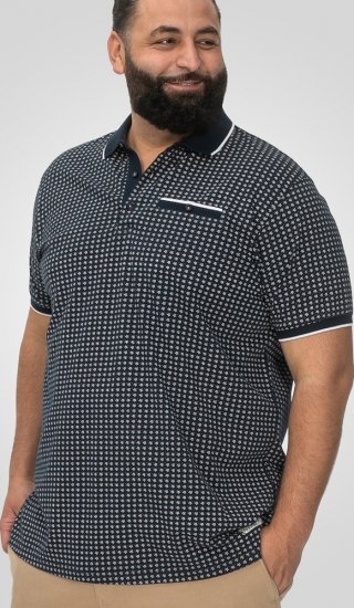 D555 Coventry AOP Polo Shirt Jacquard Collar & Ribbed Cuffs Navy - Polokošile - Polokošile 2XL-8XL - Trička s límečkem 2XL-8XL