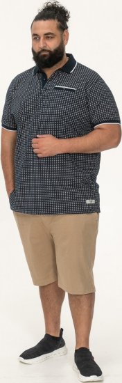 D555 Coventry AOP Polo Shirt Jacquard Collar & Ribbed Cuffs Navy - Polokošile - Polokošile 2XL-8XL - Trička s límečkem 2XL-8XL