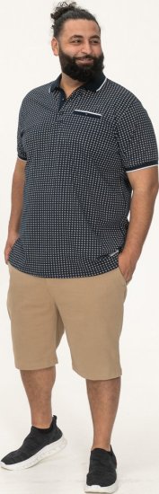 D555 Coventry AOP Polo Shirt Jacquard Collar & Ribbed Cuffs Navy - Polokošile - Polokošile 2XL-8XL - Trička s límečkem 2XL-8XL