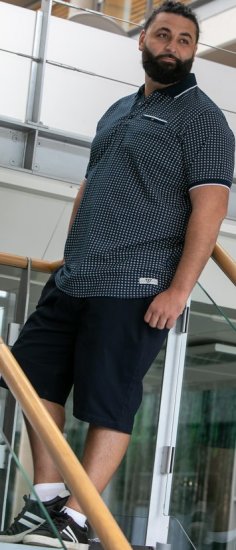 D555 Coventry AOP Polo Shirt Jacquard Collar & Ribbed Cuffs Navy - Polokošile - Polokošile 2XL-8XL - Trička s límečkem 2XL-8XL