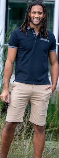 D555 Ilkeston Jacquard Collar & Cuff Short Sleeve Pique Polo Navy - Polokošile - Polokošile 2XL-8XL - Trička s límečkem 2XL-8XL