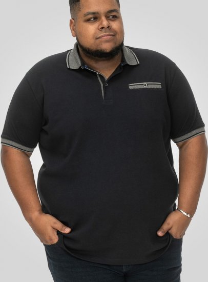 D555 Ilkeston Jacquard Collar & Cuff Short Sleeve Pique Polo Navy - Polokošile - Polokošile 2XL-8XL - Trička s límečkem 2XL-8XL