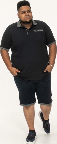 D555 Ilkeston Jacquard Collar & Cuff Short Sleeve Pique Polo Navy - Polokošile - Polokošile 2XL-8XL - Trička s límečkem 2XL-8XL