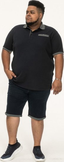 D555 Ilkeston Jacquard Collar & Cuff Short Sleeve Pique Polo Navy - Polokošile - Polokošile 2XL-8XL - Trička s límečkem 2XL-8XL