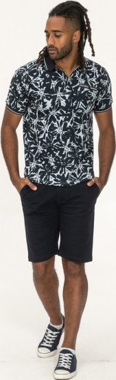 D555 Halifax AOP Hawaiian Print Short Sleeve Polo Blue - Trička - Trička nadměrné velikosti - 2XL-14XL