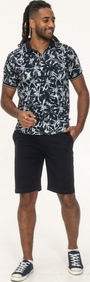 D555 Halifax AOP Hawaiian Print Short Sleeve Polo Blue - Trička - Trička nadměrné velikosti - 2XL-14XL