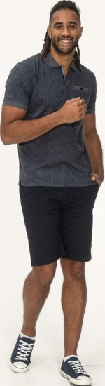 D555 Uttoxeter AOP Leaf Print Short Sleeve Polo Denim - Polokošile - Polokošile 2XL-8XL - Trička s límečkem 2XL-8XL