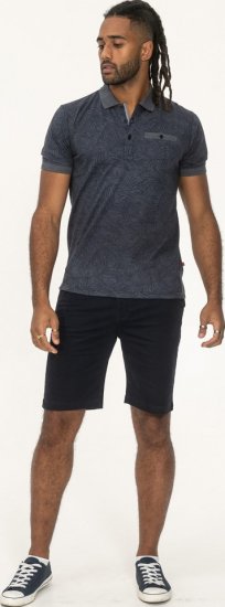 D555 Uttoxeter AOP Leaf Print Short Sleeve Polo Denim - Polokošile - Polokošile 2XL-8XL - Trička s límečkem 2XL-8XL