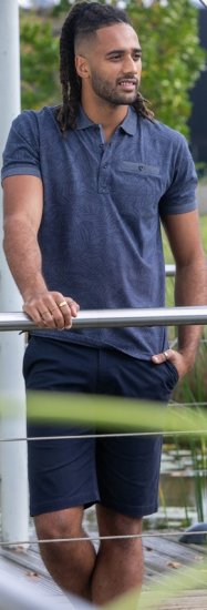 D555 Uttoxeter AOP Leaf Print Short Sleeve Polo Denim - Polokošile - Polokošile 2XL-8XL - Trička s límečkem 2XL-8XL