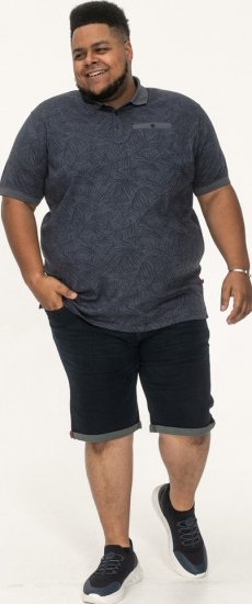 D555 Uttoxeter AOP Leaf Print Short Sleeve Polo Denim - Polokošile - Polokošile 2XL-8XL - Trička s límečkem 2XL-8XL