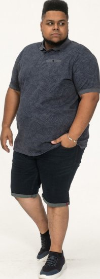 D555 Uttoxeter AOP Leaf Print Short Sleeve Polo Denim - Polokošile - Polokošile 2XL-8XL - Trička s límečkem 2XL-8XL