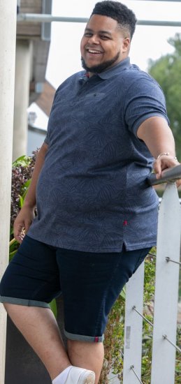 D555 Uttoxeter AOP Leaf Print Short Sleeve Polo Denim - Polokošile - Polokošile 2XL-8XL - Trička s límečkem 2XL-8XL