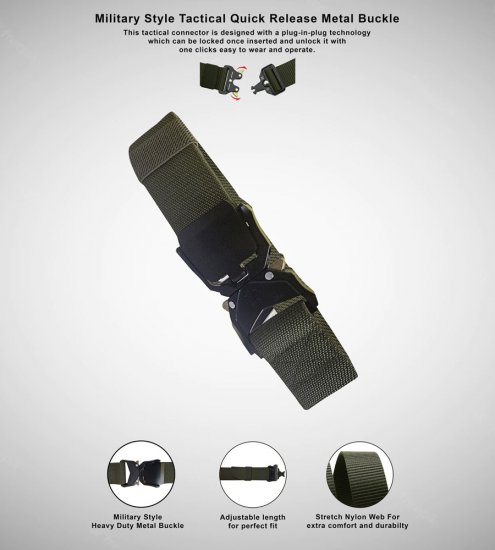 D555 Dale Tactical Stretch Webbing Belt with Heavy Duty Quick Release Buckle Khaki - Pásky - Pásky W40-W70/2XL-8XL
