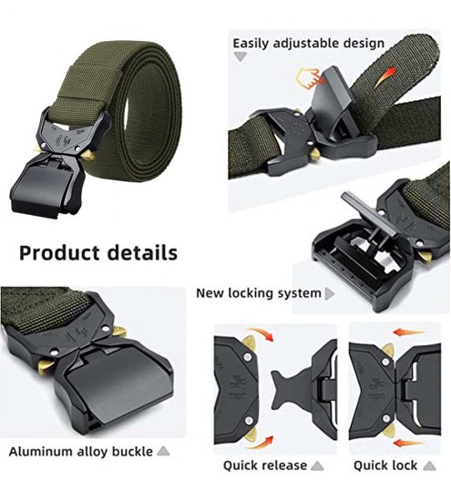 D555 Dale Tactical Stretch Webbing Belt with Heavy Duty Quick Release Buckle Khaki - Pásky - Pásky W40-W70/2XL-8XL