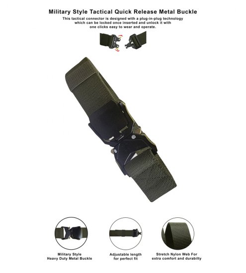 D555 Dale Tactical Stretch Webbing Belt with Heavy Duty Quick Release Buckle Khaki - Pásky - Pásky W40-W70/2XL-8XL