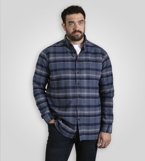 D555 Shrewsbury Long Sleeve with Chest Pocket Blue/Navy Check - Košile - Košile 2XL-10XL
