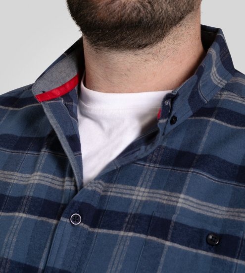 D555 Shrewsbury Long Sleeve with Chest Pocket Blue/Navy Check - Košile - Košile 2XL-10XL