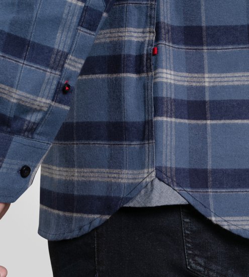 D555 Shrewsbury Long Sleeve with Chest Pocket Blue/Navy Check - Košile - Košile 2XL-10XL