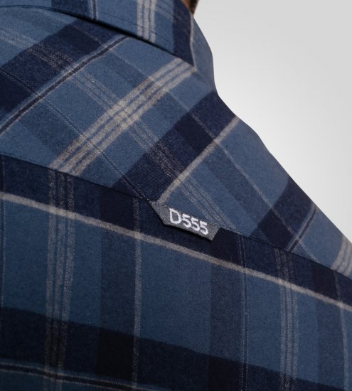 D555 Shrewsbury Long Sleeve with Chest Pocket Blue/Navy Check - Košile - Košile 2XL-10XL