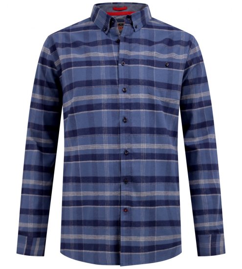 D555 Shrewsbury Long Sleeve with Chest Pocket Blue/Navy Check - Košile - Košile 2XL-10XL