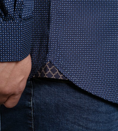 D555 Middlesbrough Long Sleeve AOP Micro Blue Shirt Navy TALL SIZE - Košile - Košile 2XL-10XL