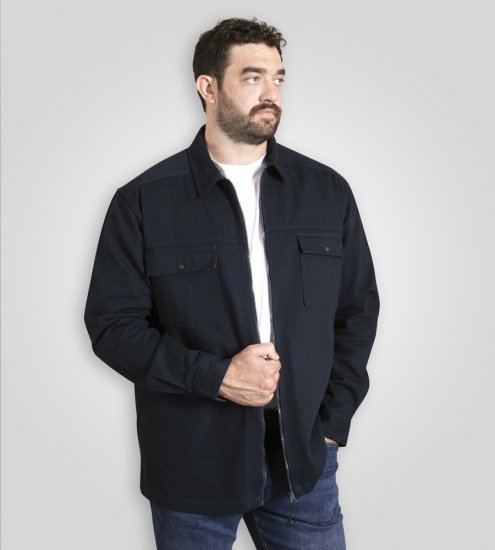 D555 Cleveley Long Sleeve Heavy Shacket Overshirt Navy - Košile - Košile 2XL-10XL