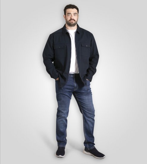 D555 Cleveley Long Sleeve Heavy Shacket Overshirt Navy - Košile - Košile 2XL-10XL