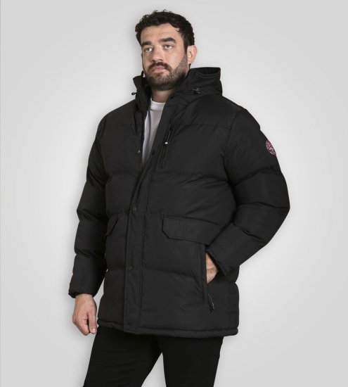 D555 Wolverhampton Quilted Padded Jacket with Hood Black - Bundy - Bundy Nadměrné Velikosti - 2XL-8XL