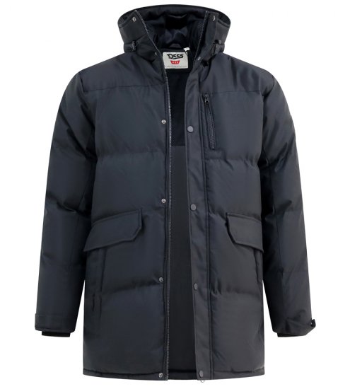 D555 Wolverhampton Quilted Padded Jacket with Hood Black - Bundy - Bundy Nadměrné Velikosti - 2XL-8XL