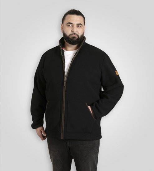 D555 Louth Micro Fleece Jacket with Sherpa Lining Black - Bundy - Bundy Nadměrné Velikosti - 2XL-8XL
