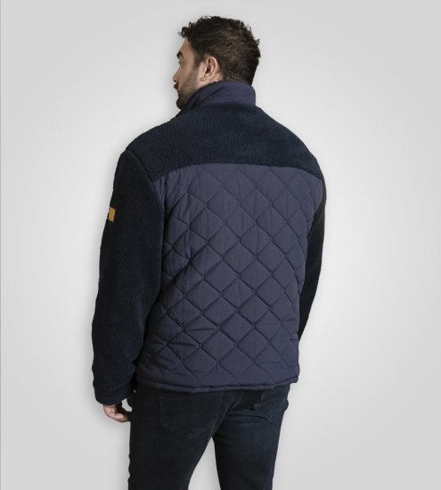 D555 Northampton Hybrid Sherpa Quilted Micro Fleece Jacket Navy - Bundy - Bundy Nadměrné Velikosti - 2XL-8XL