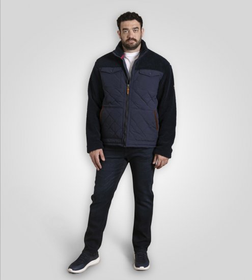 D555 Northampton Hybrid Sherpa Quilted Micro Fleece Jacket Navy - Bundy - Bundy Nadměrné Velikosti - 2XL-8XL