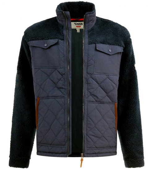 D555 Northampton Hybrid Sherpa Quilted Micro Fleece Jacket Navy - Bundy - Bundy Nadměrné Velikosti - 2XL-8XL