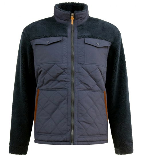 D555 Northampton Hybrid Sherpa Quilted Micro Fleece Jacket Navy - Bundy - Bundy Nadměrné Velikosti - 2XL-8XL