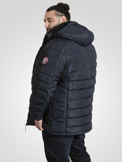 D555 Workington Zateplená Bunda s Kapucí a Sherpa Podšívkou Tmavě Modrá - Bundy - Bundy Nadměrné Velikosti - 2XL-8XL