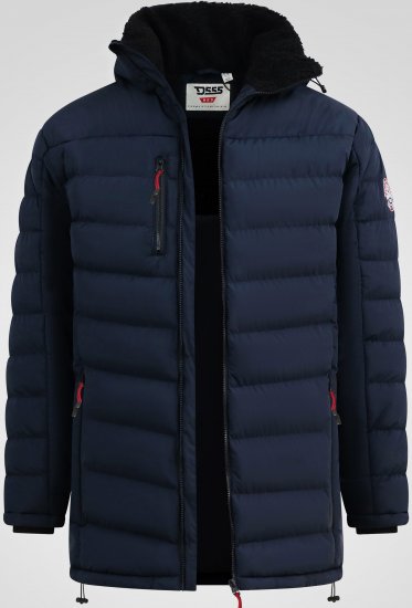 D555 Workington Zateplená Bunda s Kapucí a Sherpa Podšívkou Tmavě Modrá - Bundy - Bundy Nadměrné Velikosti - 2XL-8XL