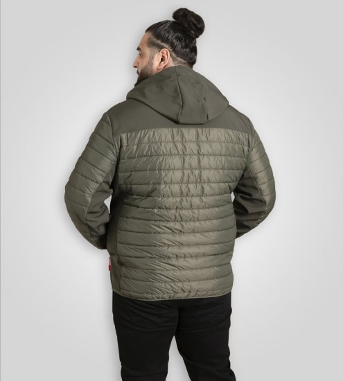 D555 Northfield Hybrid soft shell prošívaná bunda s kapucí khaki - Bundy - Bundy Nadměrné Velikosti - 2XL-8XL
