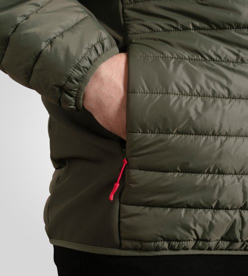 D555 Northfield Hybrid soft shell prošívaná bunda s kapucí khaki - Bundy - Bundy Nadměrné Velikosti - 2XL-8XL