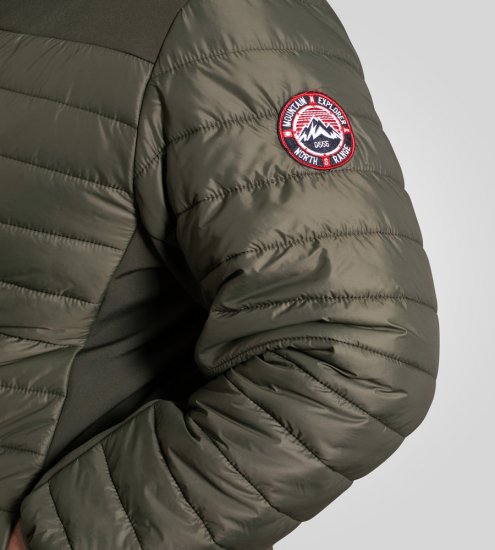 D555 Northfield Hybrid soft shell prošívaná bunda s kapucí khaki - Bundy - Bundy Nadměrné Velikosti - 2XL-8XL