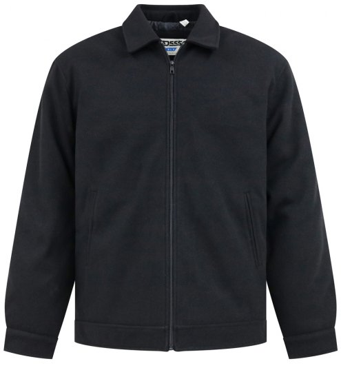 D555 Epsom Harrington Jacket with Zip Through Collared Melton Black - Bundy - Bundy Nadměrné Velikosti - 2XL-8XL