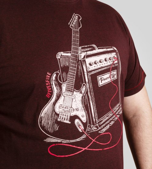 D555 Barnsley Guitar and Amp Crew Neck T-Shirt Burgundy - Trička - Trička nadměrné velikosti - 2XL-14XL