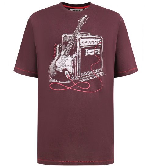 D555 Barnsley Guitar and Amp Crew Neck T-Shirt Burgundy - Trička - Trička nadměrné velikosti - 2XL-14XL