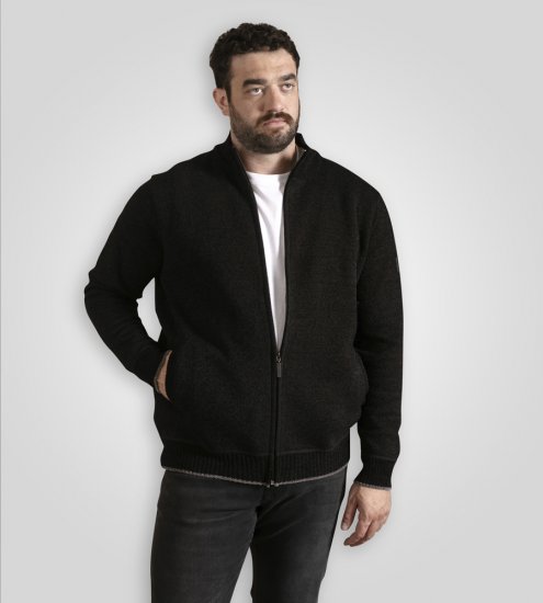 D555 Enrique Pletený Chenille Kardigan se Zipem Černá - Mikiny & mikiny s kapucí - Mikiny & Mikiny s kapucí 2XL-12XL