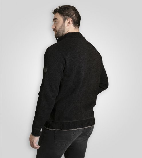 D555 Enrique Pletený Chenille Kardigan se Zipem Černá - Mikiny & mikiny s kapucí - Mikiny & Mikiny s kapucí 2XL-12XL